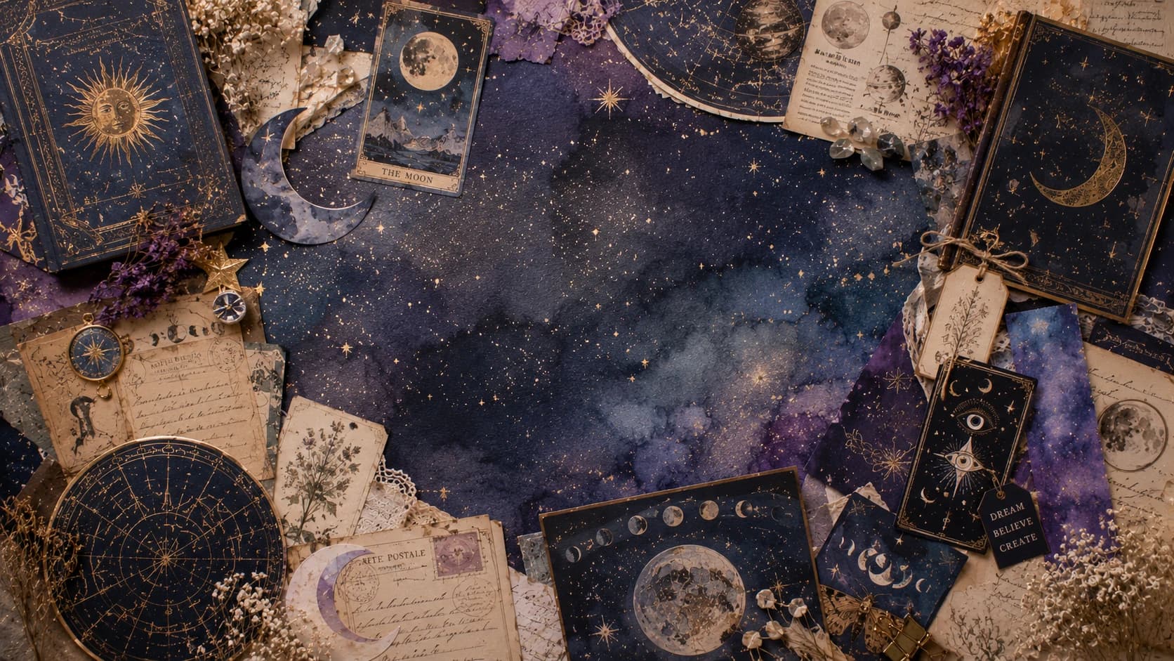 Inspirations scrapbooking céleste : idées lune, étoiles, tarot et journaling mystique pour pages premium