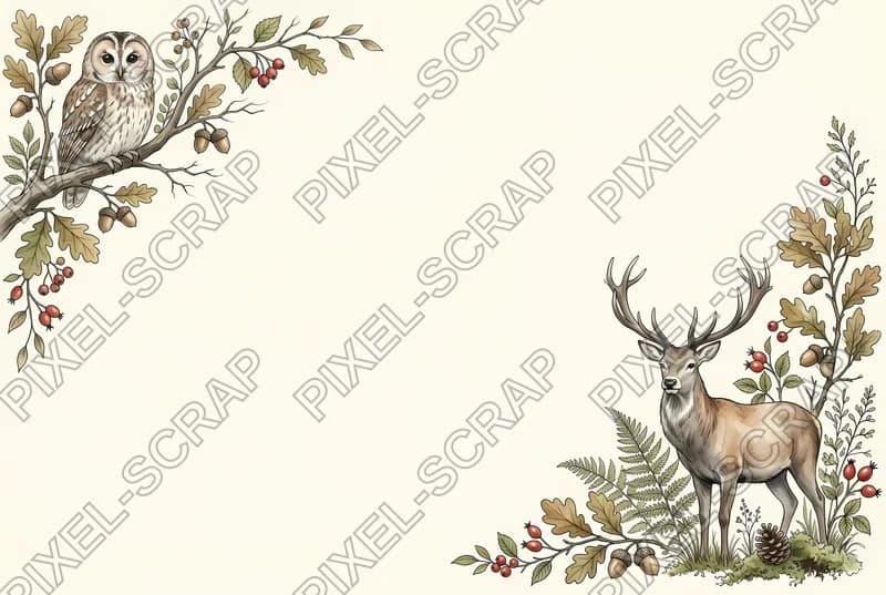 Corner Stag & Owl