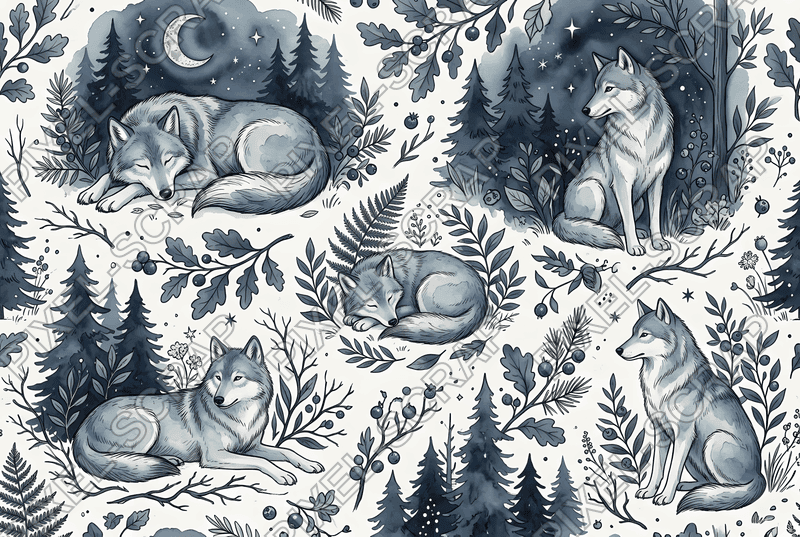 Serene Wolf Night