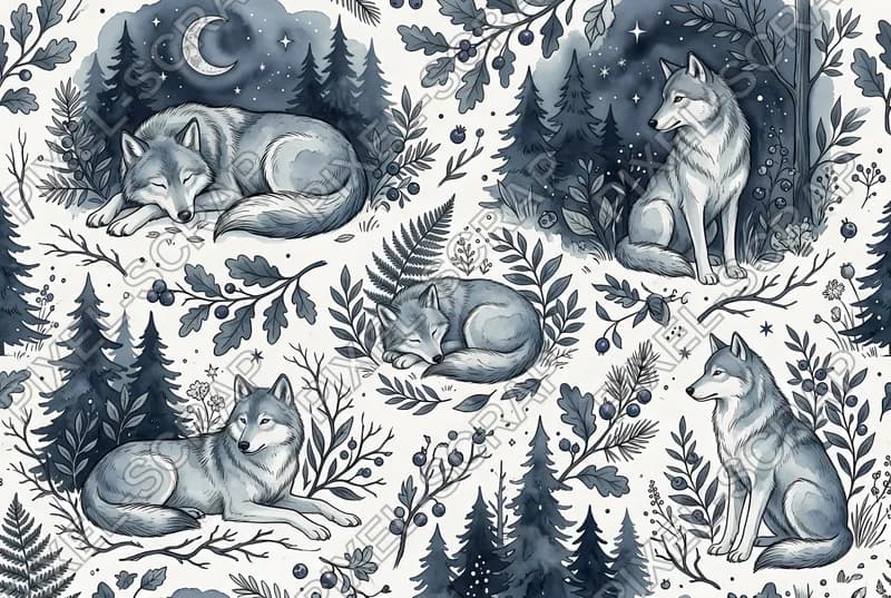 Serene Wolf Night