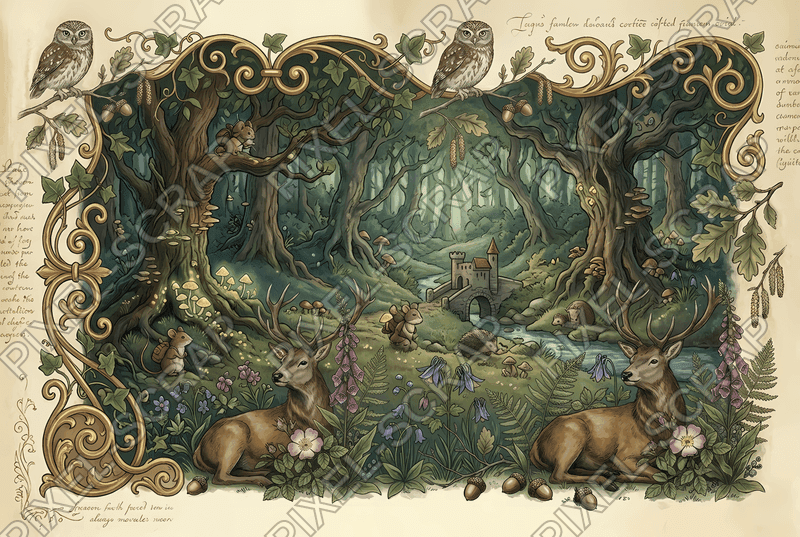 Corner Stag & Owl