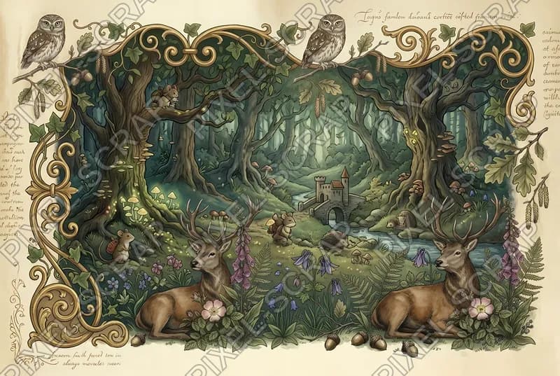 Corner Stag & Owl