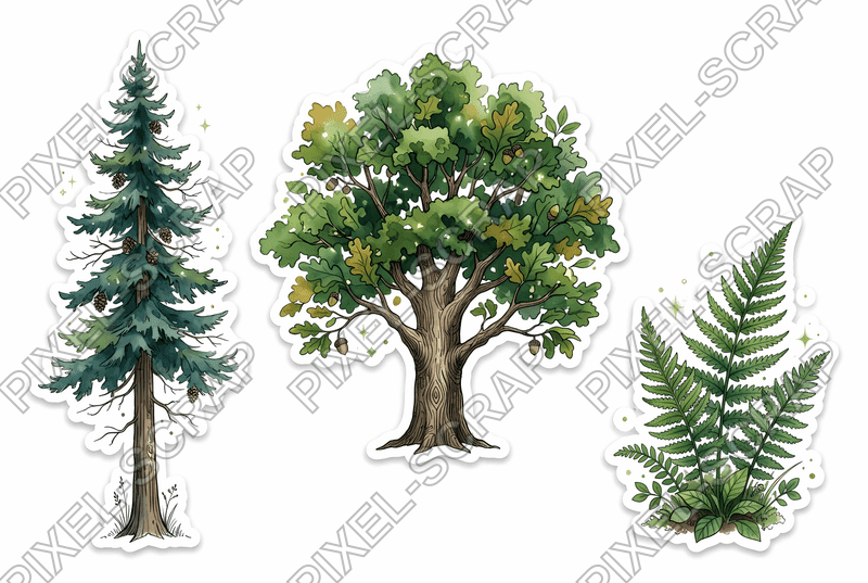 Tree & Fern Trio