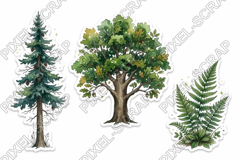 Tree & Fern Trio