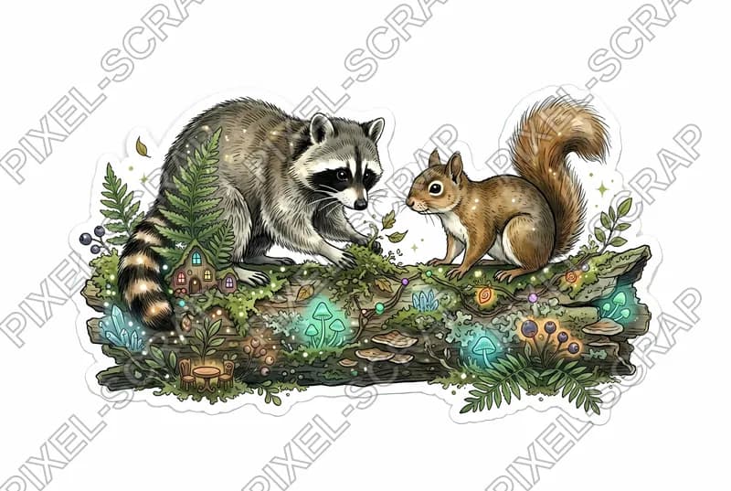 Raccoon & Squirrel Sticker