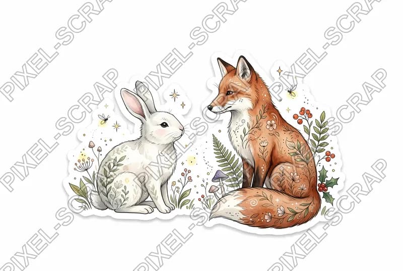 Rabbit & Fox Sticker
