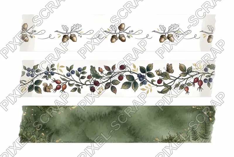Acorn & Fruit Washi