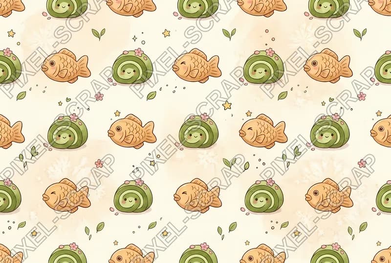 Taiyaki & Matcha Pattern