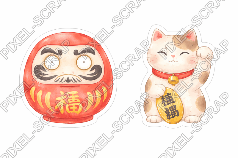 Daruma and Lucky Cat