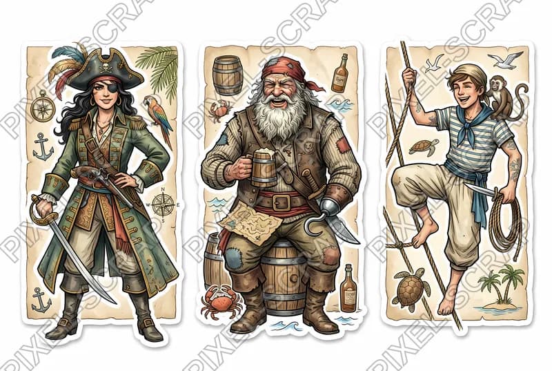 Diverse Pirate Trio