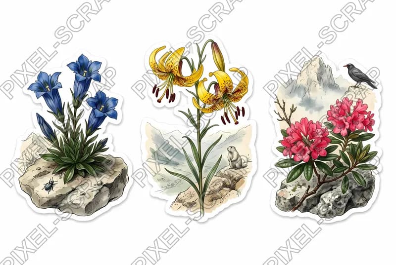 Alpine Flowers Set