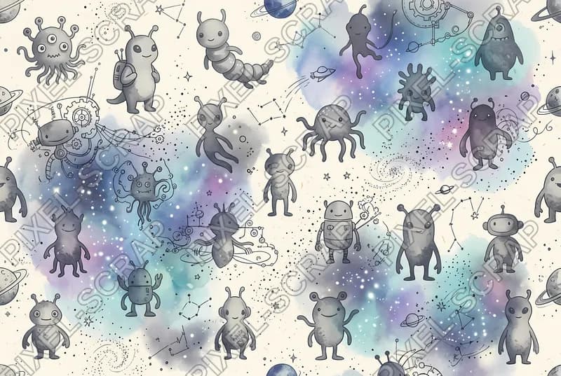 Diverse Alien Silhouette Grid