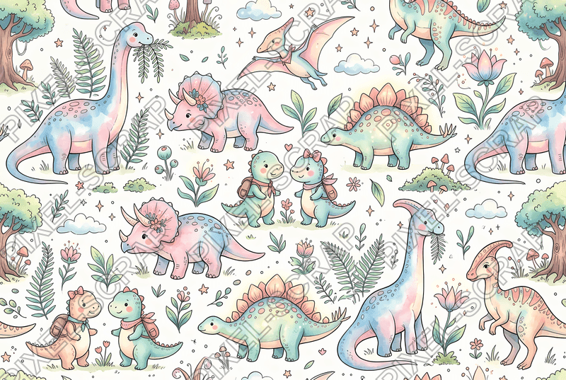 Soft Dino Silhouettes