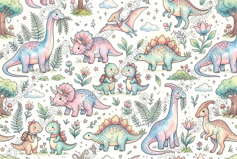 Soft Dino Silhouettes