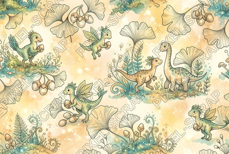 Sparkling Ginkgo Leaf Sketches