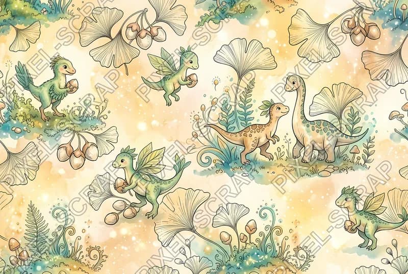 Sparkling Ginkgo Leaf Sketches