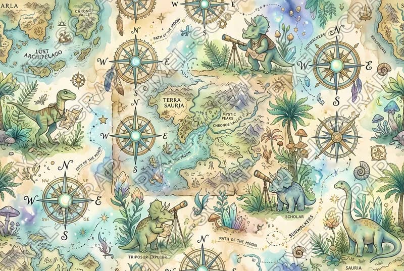 Prehistoric Magical Map Collage
