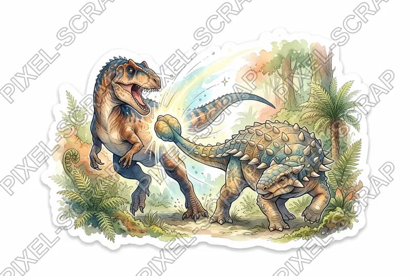 Ankylosaurus Allosaurus Fight