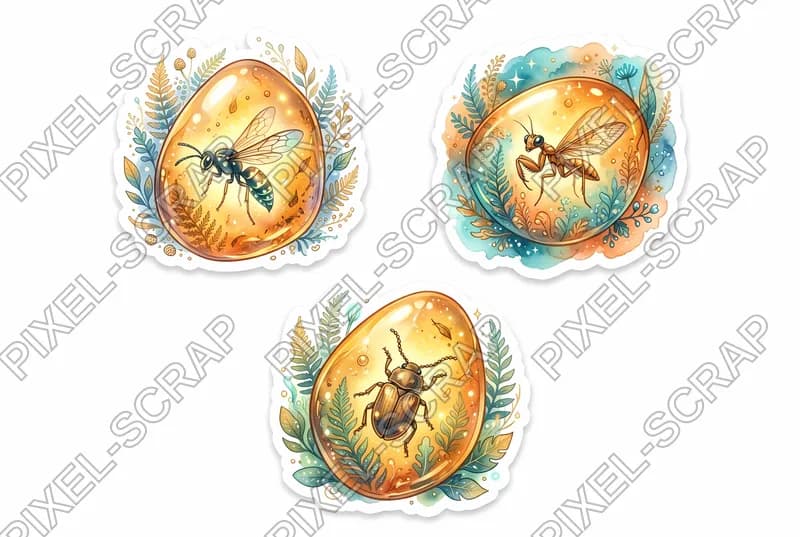 Amber Insects Set