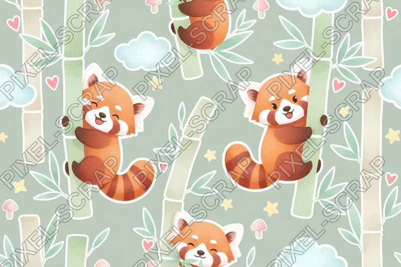 Bamboo & Hearts Pattern