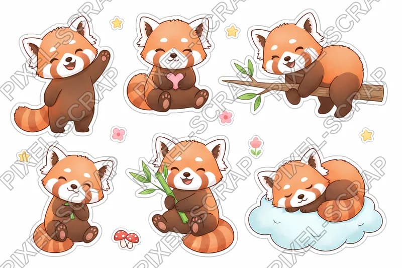 Red Panda Pose Set
