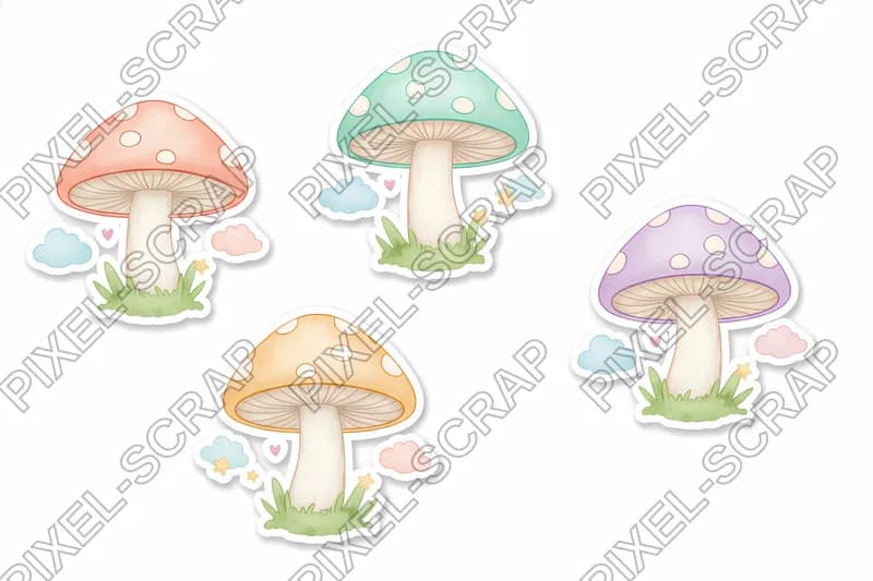 Pastel Mushrooms