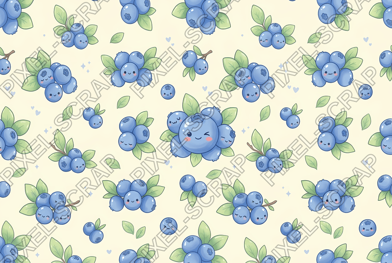 Kawaii Blueberries Pattern