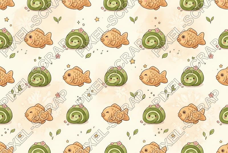 Taiyaki & Matcha Pattern