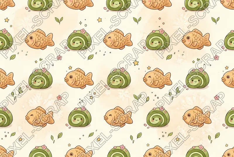 Taiyaki & Matcha Pattern
