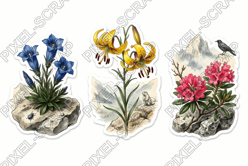 Alpine Flowers Set