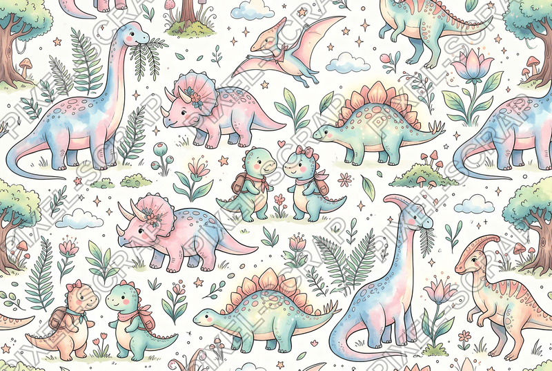 Soft Dino Silhouettes