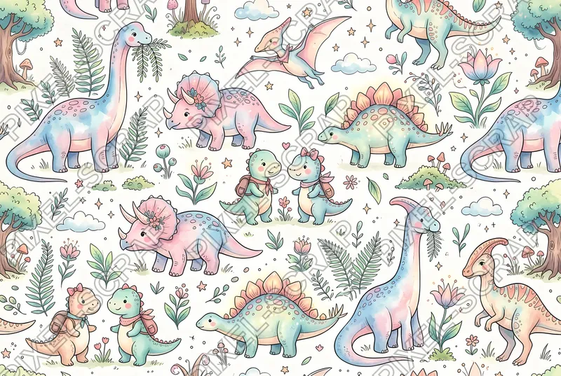 Soft Dino Silhouettes