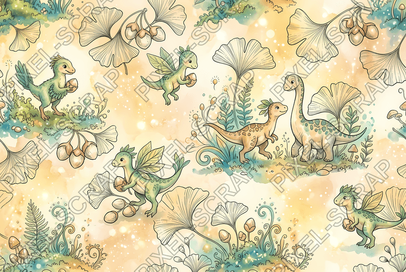 Sparkling Ginkgo Leaf Sketches