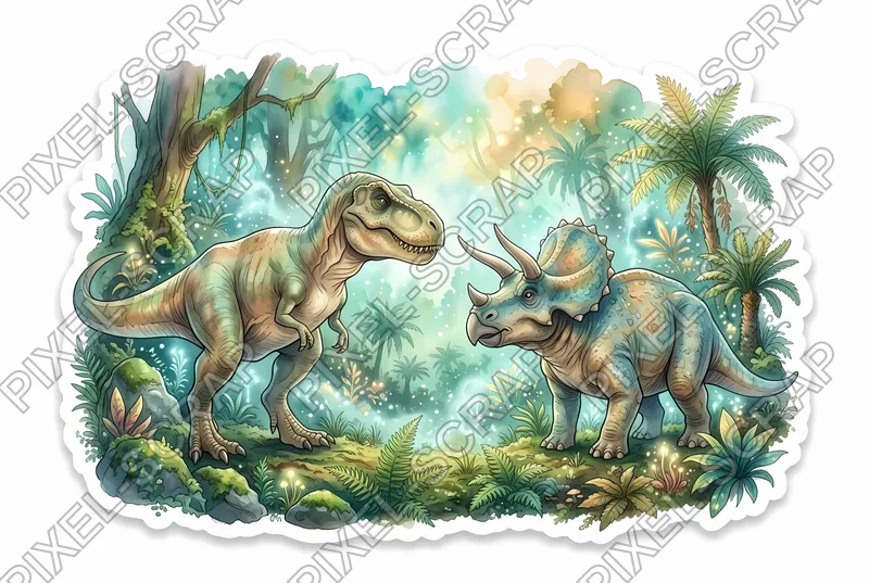 TRex Triceratops Faceoff Glow