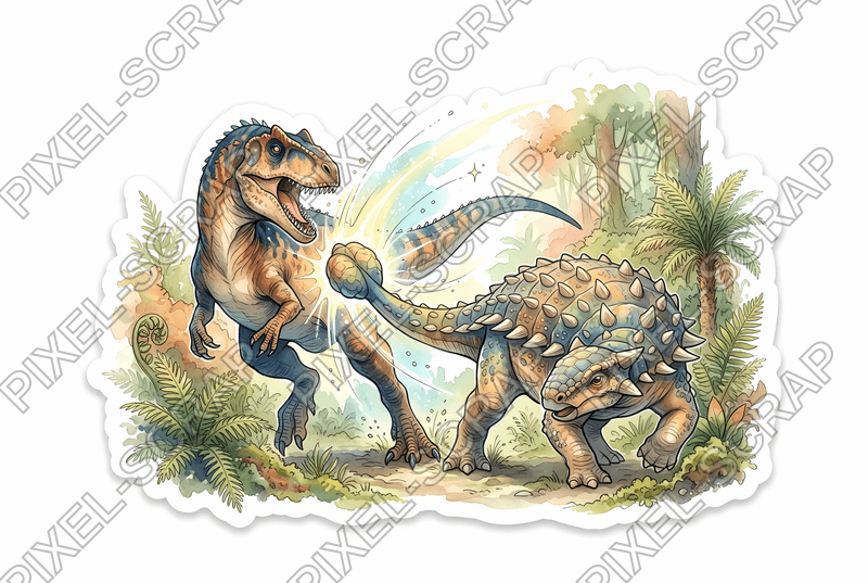 Ankylosaurus Allosaurus Fight