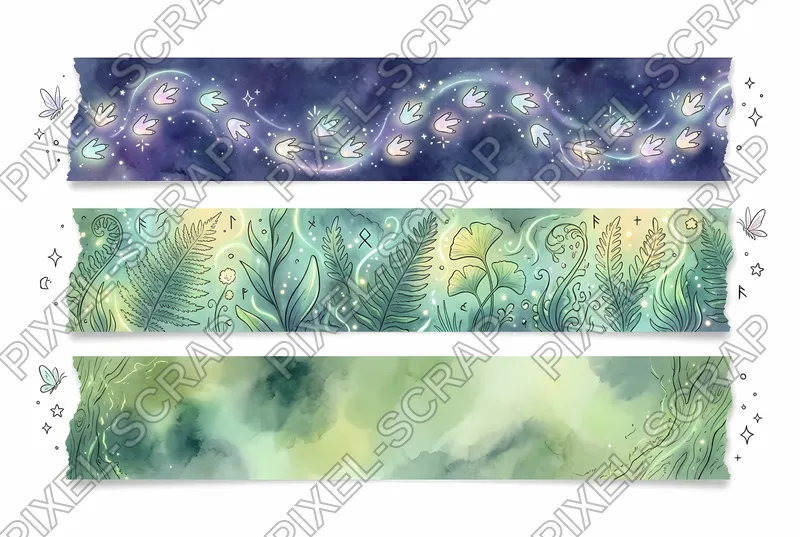 Glowing Tracks Fern Wash Washi